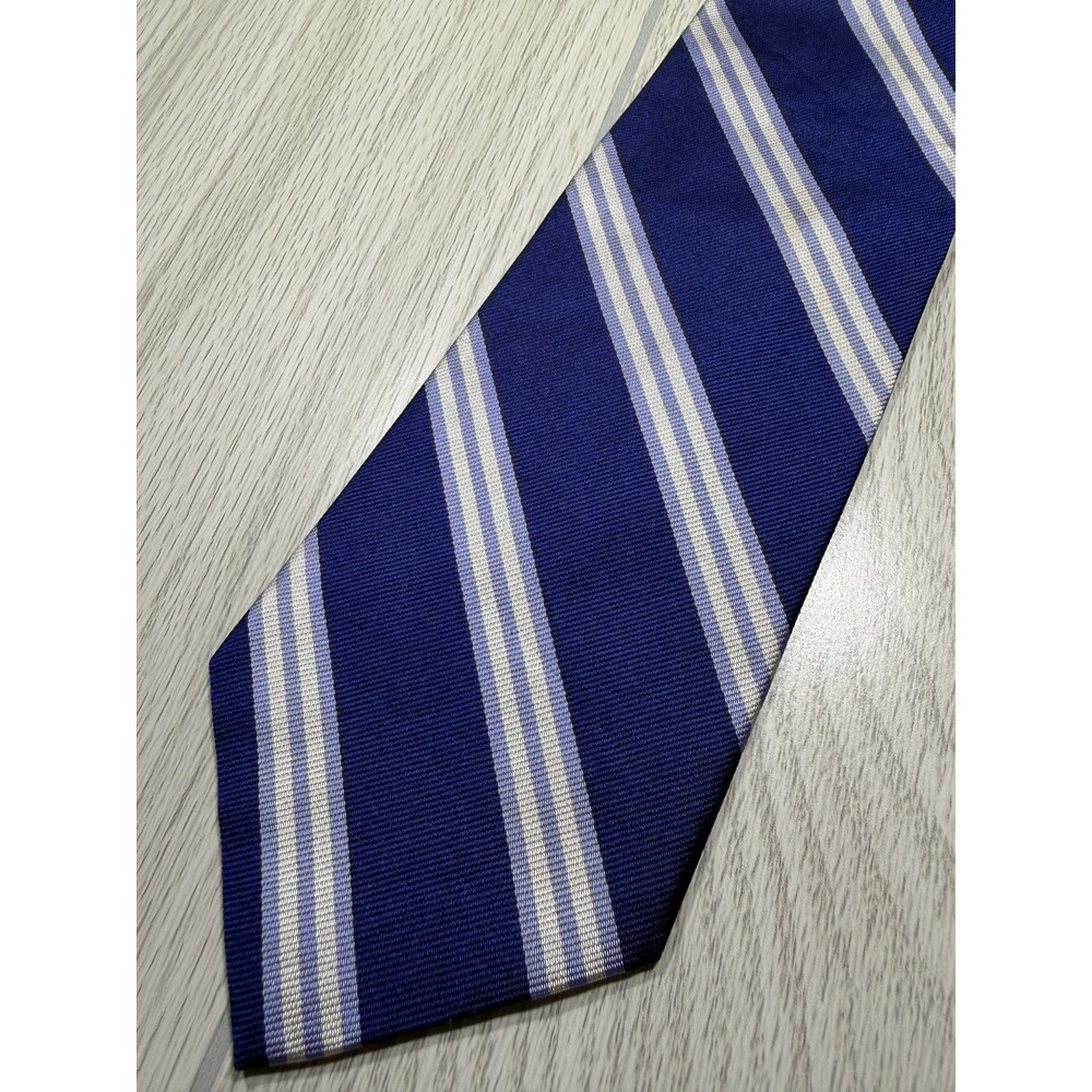 Brooks Brothers Tie Mens One Size Blue 100% Silk Pointed Striped Makers USA